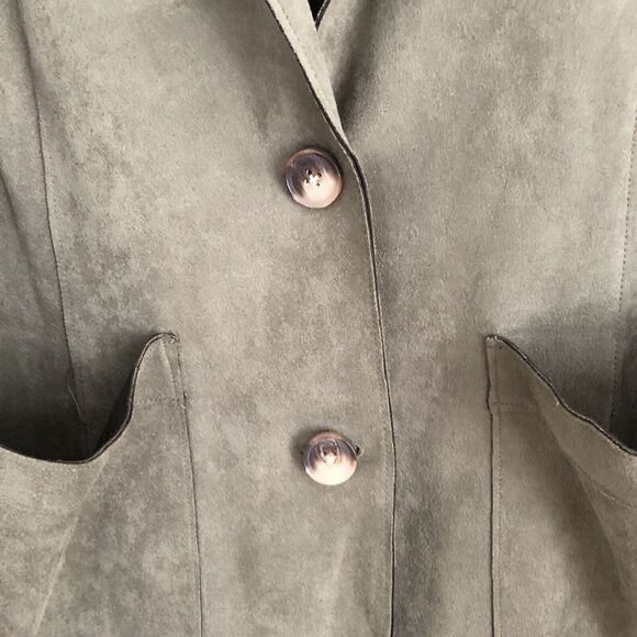 ALFRED DUNNER SIZE XL FAUX SUEDE CAR COAT 2 BUTTON FRONT 2 POCKETS COLLARED NECK - Picture 5 of 9